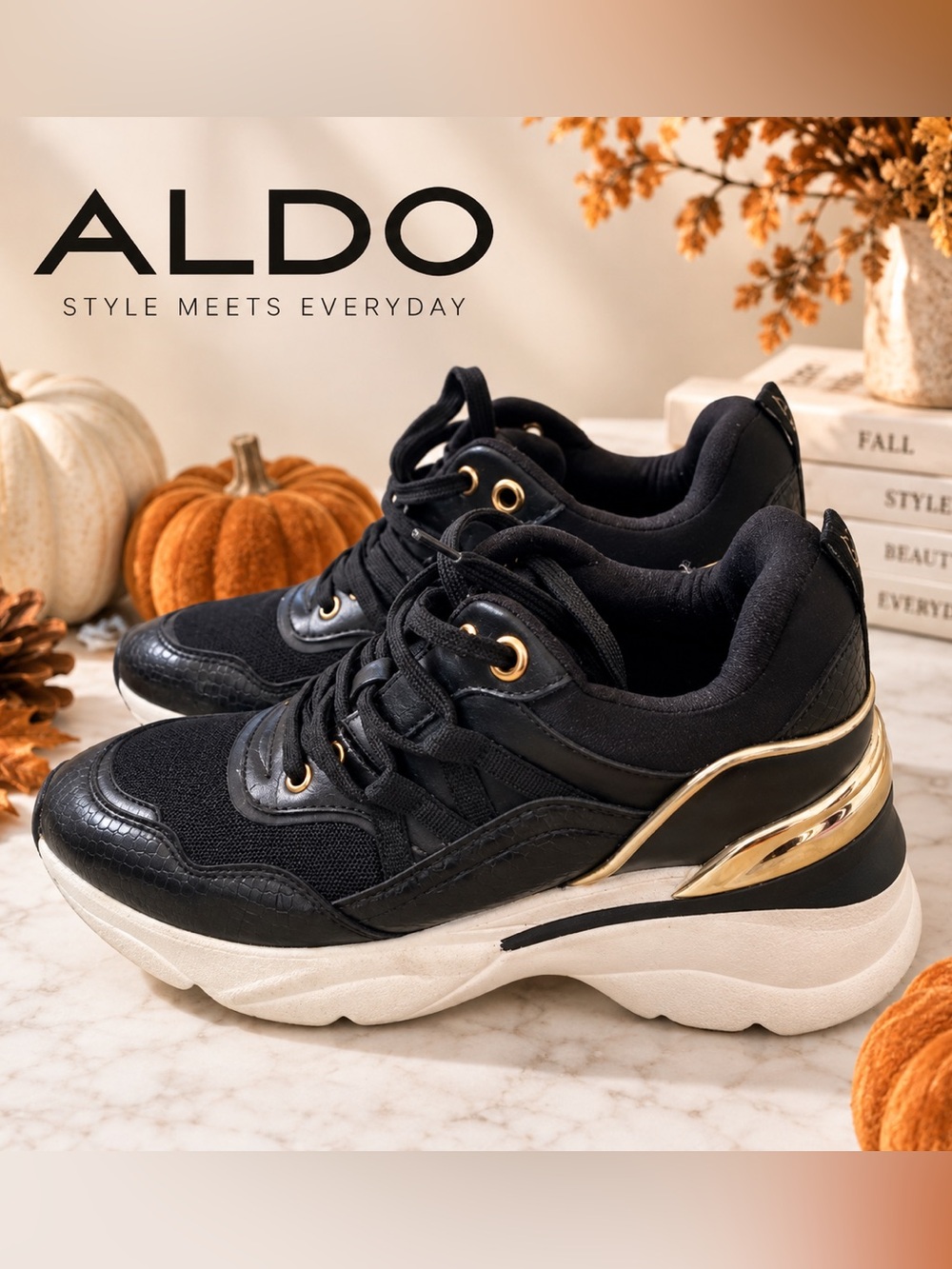ALDO Black Gold Chunky Platform Sneakers Women’s Size 8